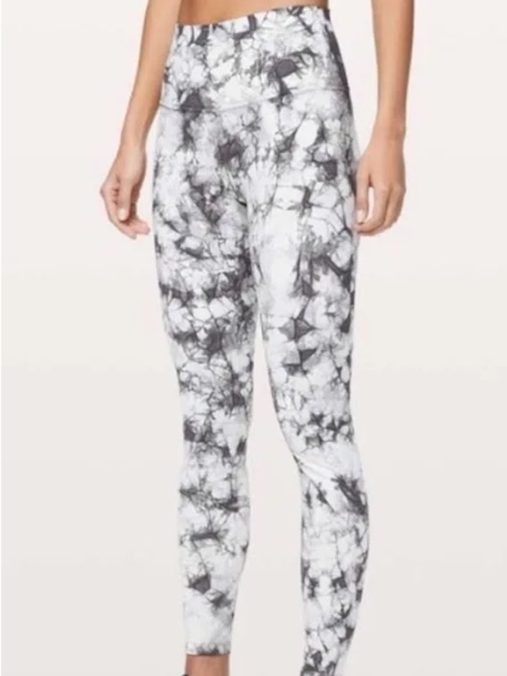 Lululemon Wunder Under Hi-Rise Shibori White Black Leggings Size 6